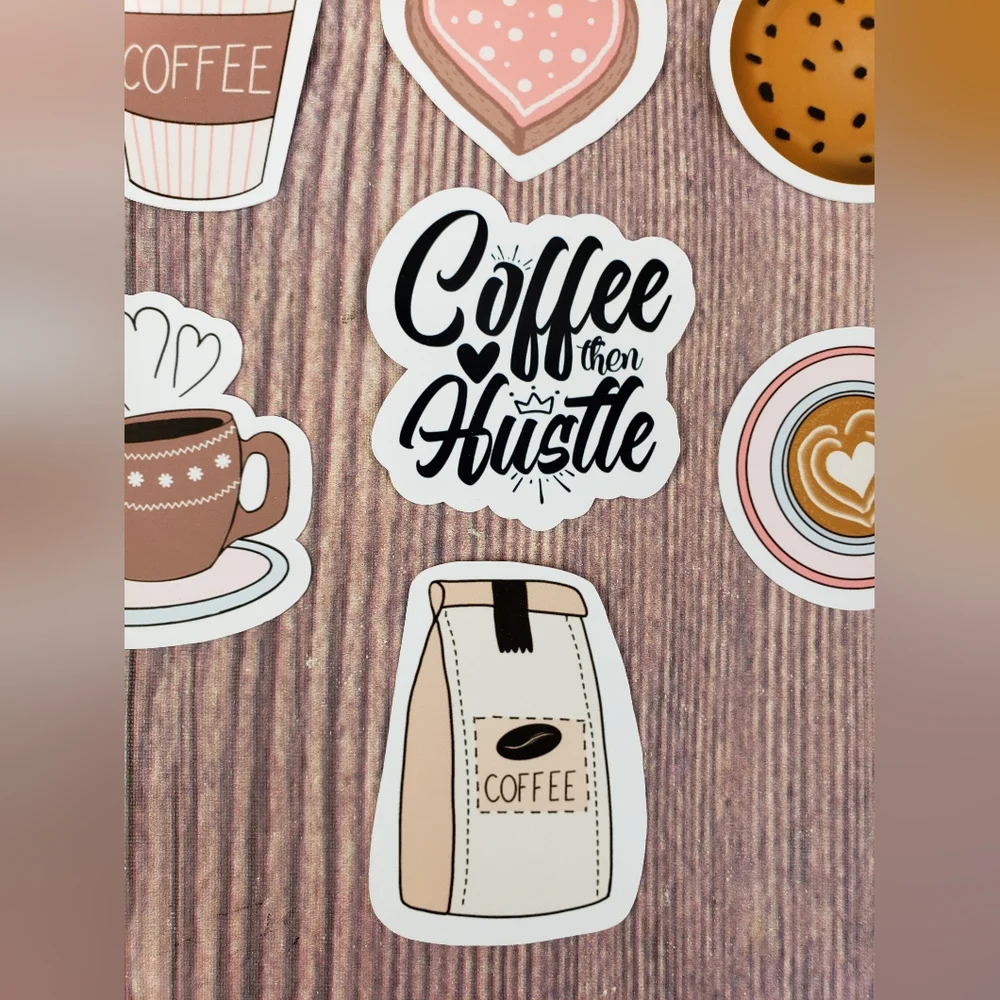 Lot of 7 Girl Boss Planner Stickers - Coffee Lover and Hustle Die Cut Stickers